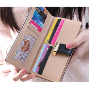 Long Gold Hollow Leaves Coin Purse Card Holders Wallet for Women(Brown)