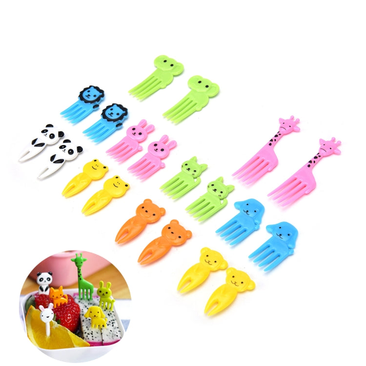 5 Sets 10 in 1 Creative Cartoon Animal Plastic Children Fruit Fork Bento Decoration Toothpick(G222)