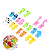 5 Sets 10 in 1 Creative Cartoon Animal Plastic Children Fruit Fork Bento Decoration Toothpick(G222)