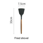 Silicone Wood Handle Spatula Heat-resistant Soup Spoon Non-stick Special Cooking Shovel Kitchen Tools Fried Shovel