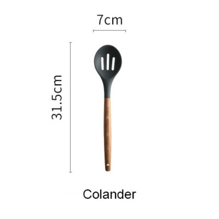 Silicone Wood Handle Spatula Heat-resistant Soup Spoon Non-stick Special Cooking Shovel Kitchen Tools Colander Spoon