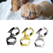 Women Men Safety Survival Ring Tool Self Defence Stainless Steel Finger Defense Ring(Black)