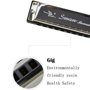 Swan 10 Holes Full-scale Bruce Harmonica Beginner Children Adult Students Playing Musical Instruments