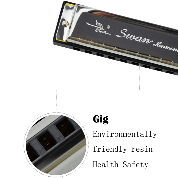 Swan 10 Holes Full-scale Bruce Harmonica Beginner Children Adult Students Playing Musical Instruments