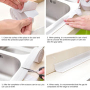 Durable PVC Material Water-resistant Mold Proof Adhesive Tape  Kitchen Bathroom Wall Sealing Tape, Width:3.8cm x 3.2m(White)