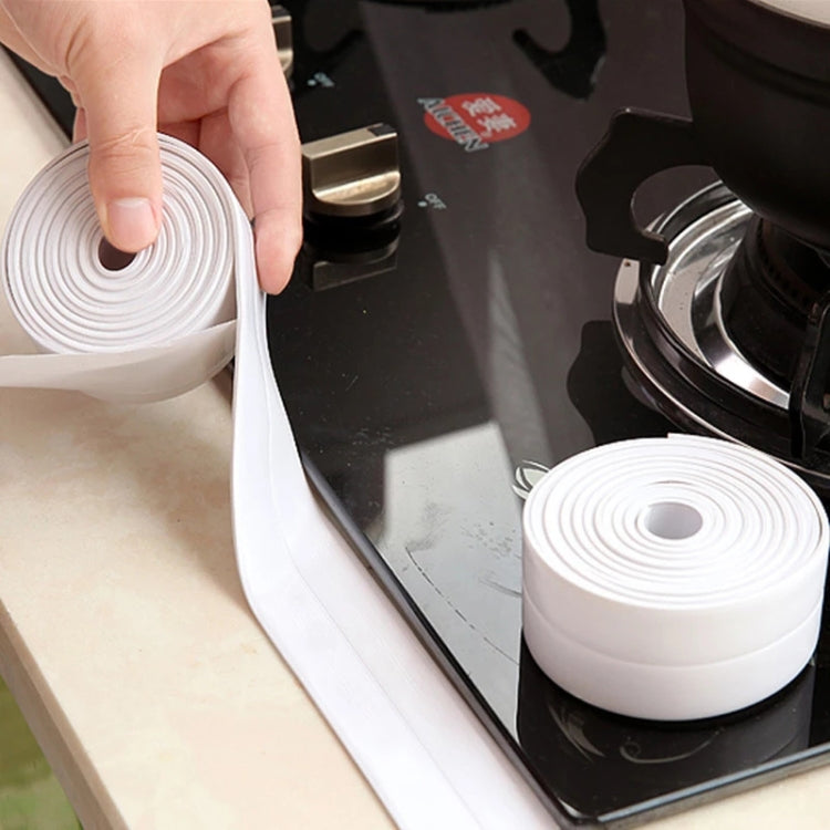 Durable PVC Material Water-resistant Mold Proof Adhesive Tape  Kitchen Bathroom Wall Sealing Tape, Width:3.8cm x 3.2m(White)