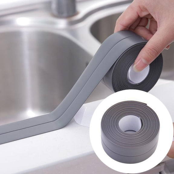 Durable PVC Material Water-resistant Mold Proof Adhesive Tape  Kitchen Bathroom Wall Sealing Tape, Width:3.8cm x 3.2m(Grey)