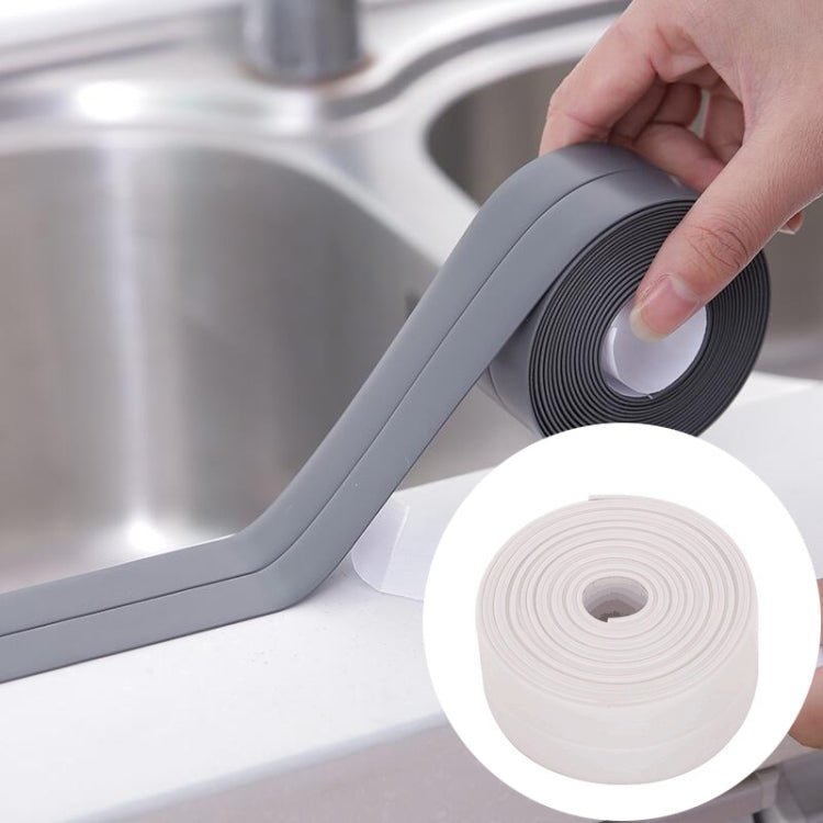 Durable PVC Material Water-resistant Mold Proof Adhesive Tape  Kitchen Bathroom Wall Sealing Tape, Width:2.2cm x 3.2m(White)