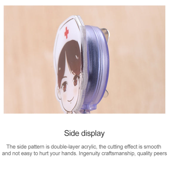 Doctor Head Pattern Cute Retractable Badge Reel Student Nurse ID Name Card Badge