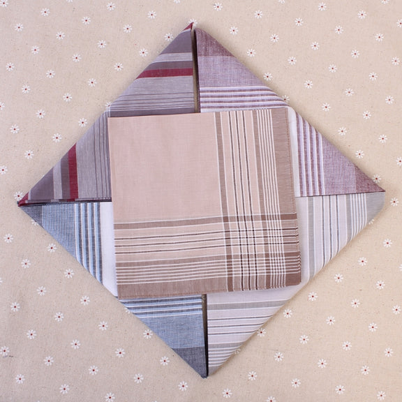 Multicolor Plaid Stripe Men Pocket Squares Business Chest Towel Handkerchiefs  100% Cotton(Random Color)