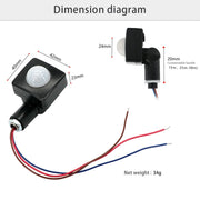 Automatic Security PIR Infrared Motion Sensor Detector Wall Spotlights Switch, Size:10mm(Black)