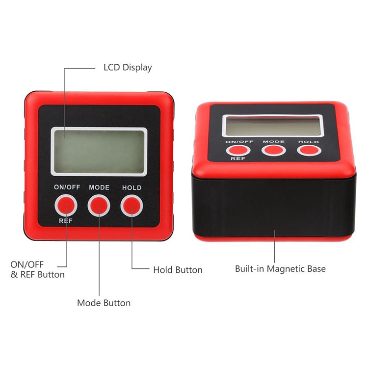 3 Button Mini Precision Magnetic Digital Tilt Box / Tilt Meter / Inclinometer(Red)
