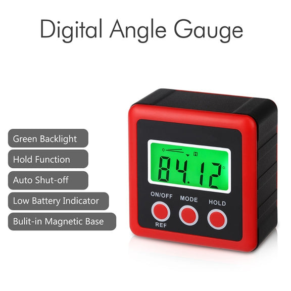 3 Button Mini Precision Magnetic Digital Tilt Box / Tilt Meter / Inclinometer(Red)