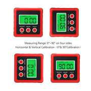 3 Button Mini Precision Magnetic Digital Tilt Box / Tilt Meter / Inclinometer(Red)
