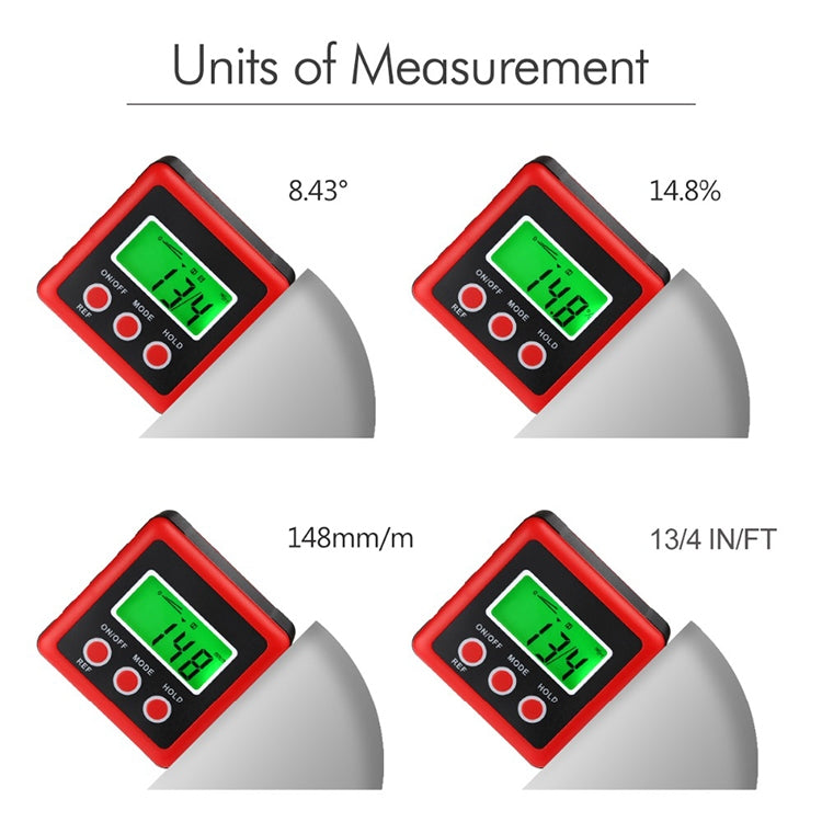 3 Button Mini Precision Magnetic Digital Tilt Box / Tilt Meter / Inclinometer(Red)