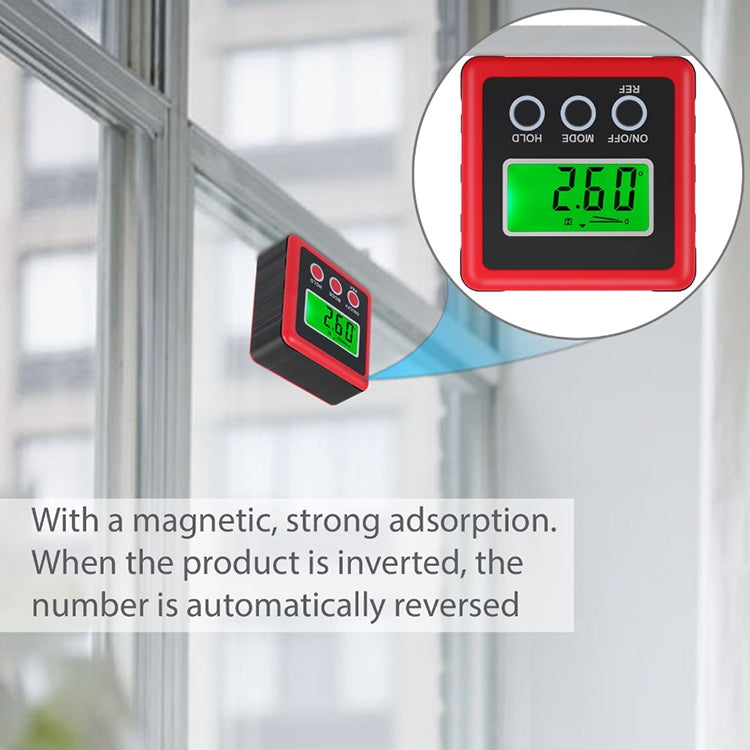 3 Button Mini Precision Magnetic Digital Tilt Box / Tilt Meter / Inclinometer(Red)