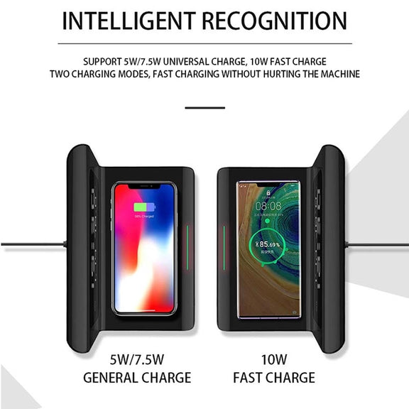 RT1 10W QI Universal Multi-function Mobile Phone Wireless Charger with Alarm Clock & Time / Calendar / Temperature Display(White)