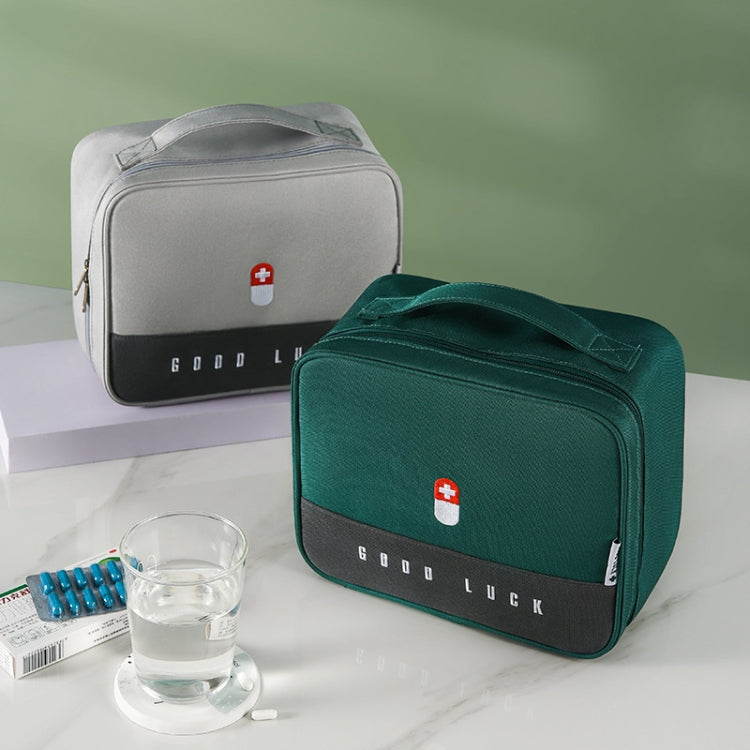 Thickened Large-Capacity Multifunctional Medicine Box Family Portable Storage Bag(Gray)