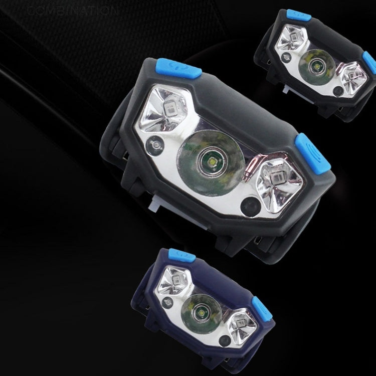 Usb Rechargeable Water-resistant Sensor Headlight Outdoor Fishing Light(Black)
