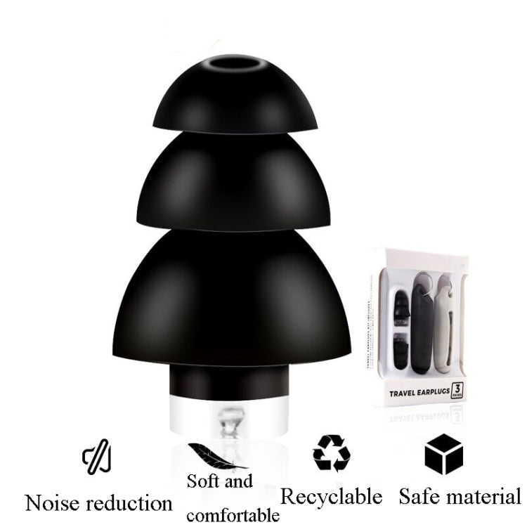 Anti-Noise Sleep Earplugs Silicone Soundproof Earplugs Industrial Noise Cancelling Silent Earplugs(Black)
