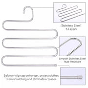 5 Layers S Shape Multi-Functional Clothes Hangers Pants Storage Hangers