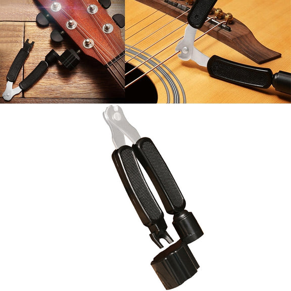 Guitar String Changing Tool Set String Trimmer Winding String Winding Three-in-one Clamp Guitar Accessories(Black Wihout Paper Jam)