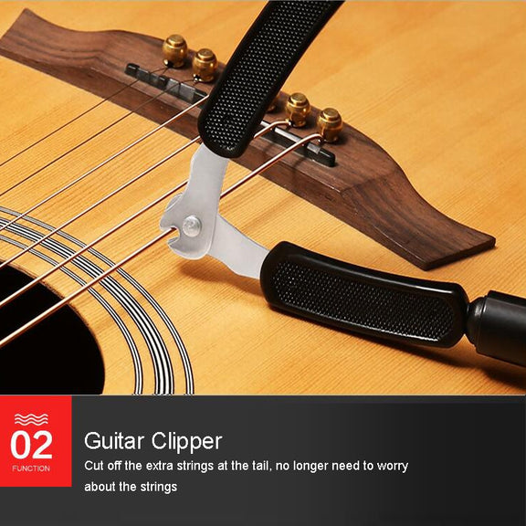 Guitar String Changing Tool Set String Trimmer Winding String Winding Three-in-one Clamp Guitar Accessories(Black Wihout Paper Jam)