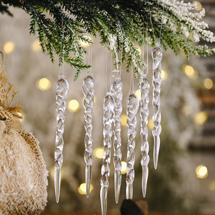 12pcs/bag Christmas Supplies Transparent Ice Bar Pendant Christmas Tree Decoration Thread Pendant