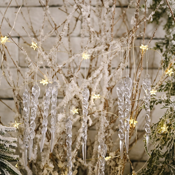 12pcs/bag Christmas Supplies Transparent Ice Bar Pendant Christmas Tree Decoration Thread Pendant