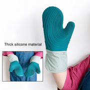Thickened Silicone Gloves Household Microwave Oven Anti-Scald Insulation Glove(Lake Blue)