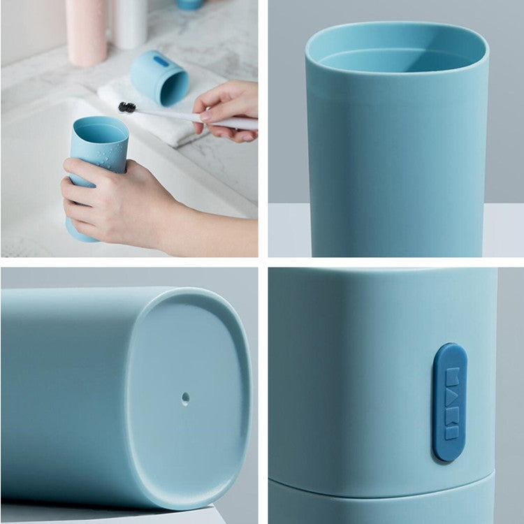 Travel Toothbrush Box Couple Toothpaste Storage Box Mouthwash Cup(Blue)