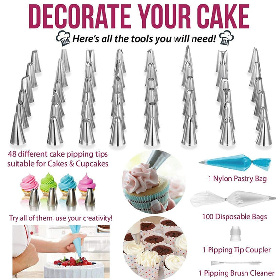 164 in 1 Cake Turntable Set Stainless Steel Decorating Mouth Baking Tools