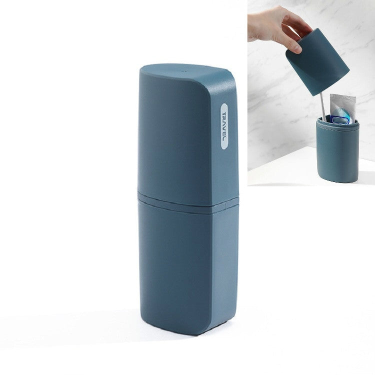 Portable Toothbrush Cups for Business Trips with Lid Creative Mouthwash Cup, Style:Without Sub-bottle(Dark Blue)