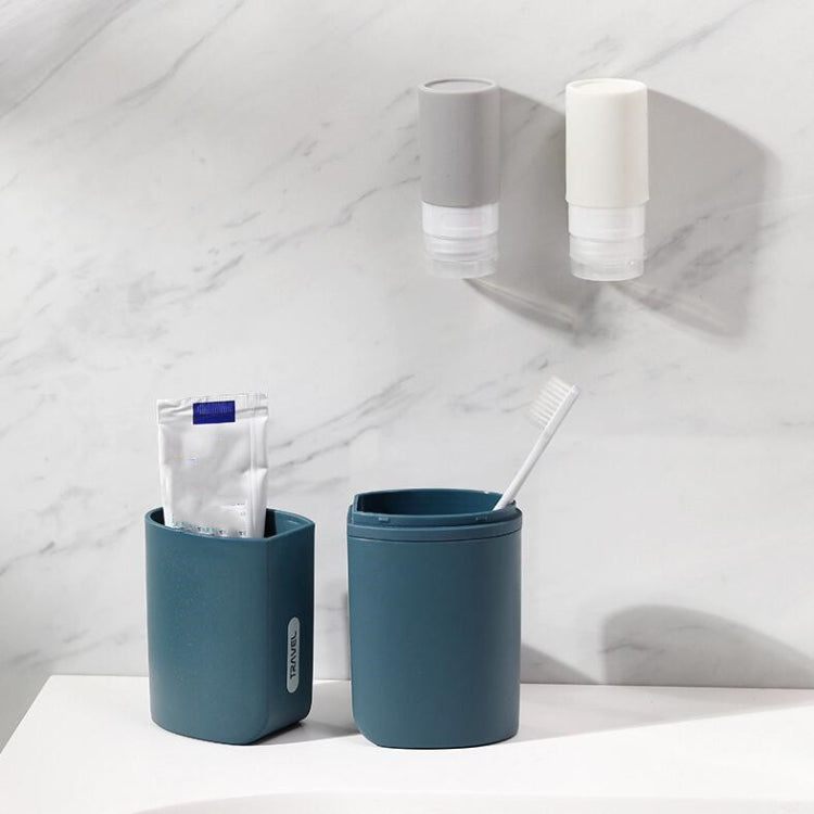 Portable Toothbrush Cups for Business Trips with Lid Creative Mouthwash Cup, Style:Without Sub-bottle(Dark Blue)