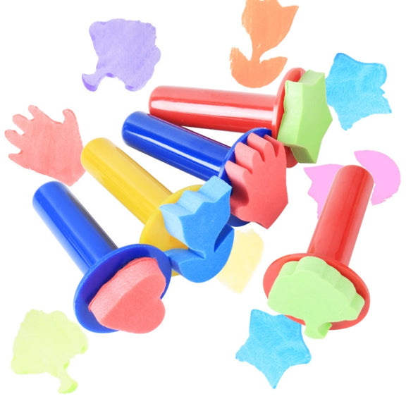 5 in 1 Children Painting Art DIY Brush Sponge Stamp(Long Handle)