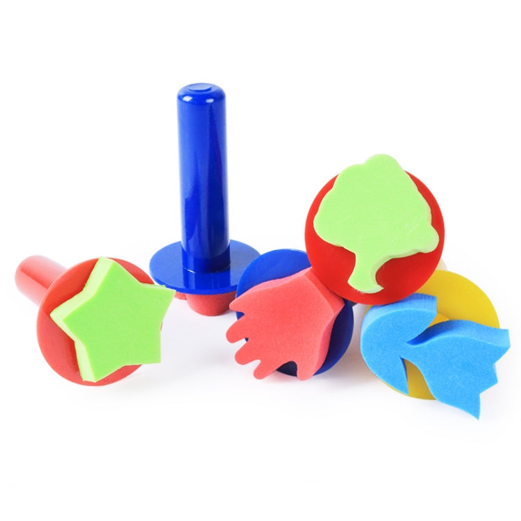 5 in 1 Children Painting Art DIY Brush Sponge Stamp(Long Handle)