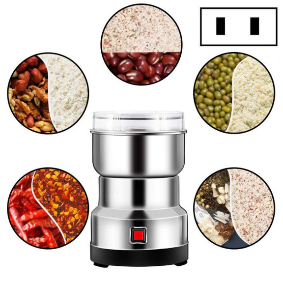 Daisheng Medicinal Material Grinder Powder Machine Household Small Stainless Steel Grinder, Specification:CN Plug(4 Leaf Blade)