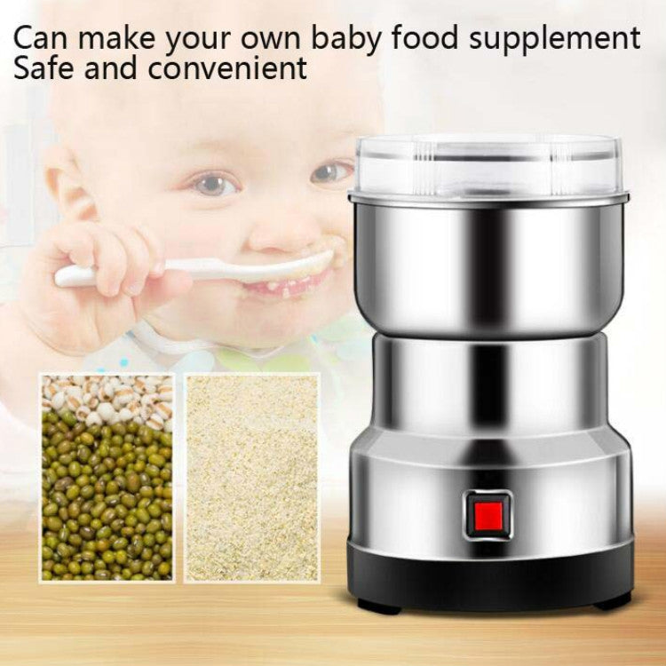 Daisheng Medicinal Material Grinder Powder Machine Household Small Stainless Steel Grinder, Specification:CN Plug(4 Leaf Blade)