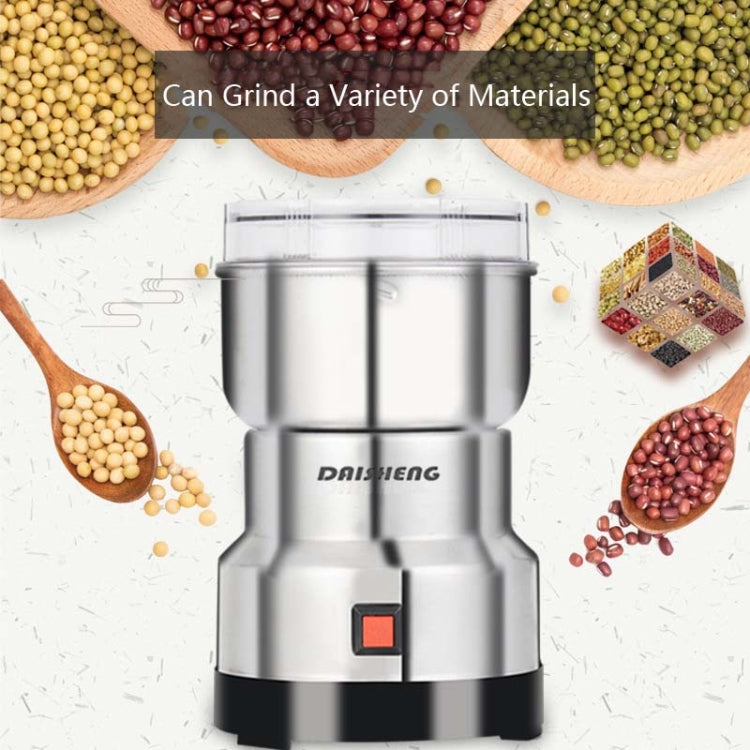 Daisheng Medicinal Material Grinder Powder Machine Household Small Stainless Steel Grinder, Specification:CN Plug(4 Leaf Blade)