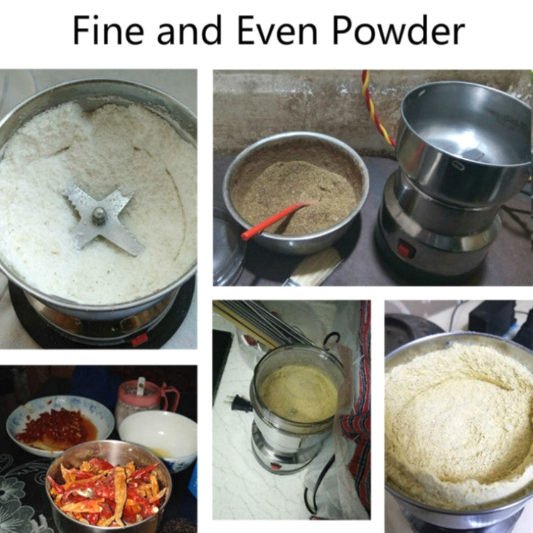 Daisheng Medicinal Material Grinder Powder Machine Household Small Stainless Steel Grinder, Specification:CN Plug(4 Leaf Blade)
