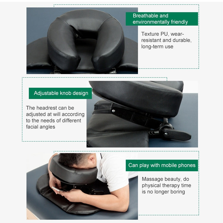 Adjustable Headrest Face Pillow Family Massage Beauty Cradle Rest Pad For Desk(Black Color)