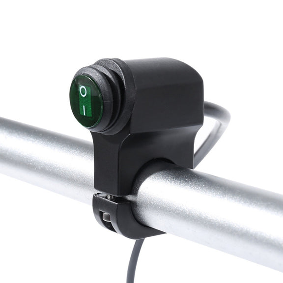Motorcycle Aluminum Alloy Faucet LED Water-resistant Switch Accessories Headlight Switch(Green Light Black)