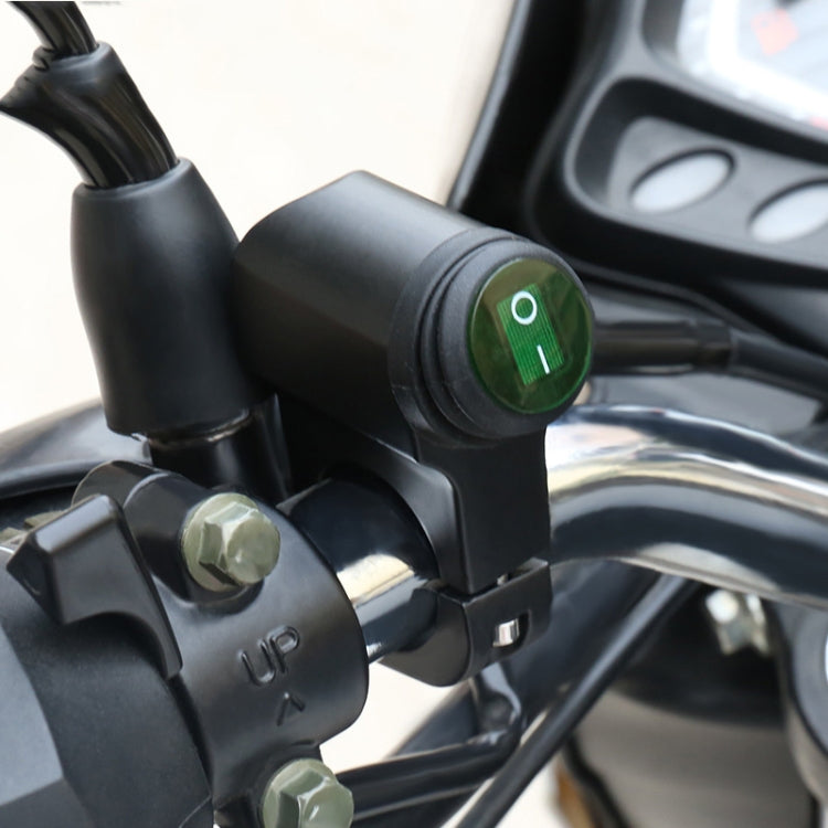 Motorcycle Aluminum Alloy Faucet LED Water-resistant Switch Accessories Headlight Switch(Green Light Black)