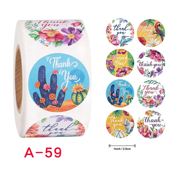 Roll Seal Sticker Thank You Sticker Flower Decoration Sticker Label, Size: 2.5cm / 1inch(A-59)