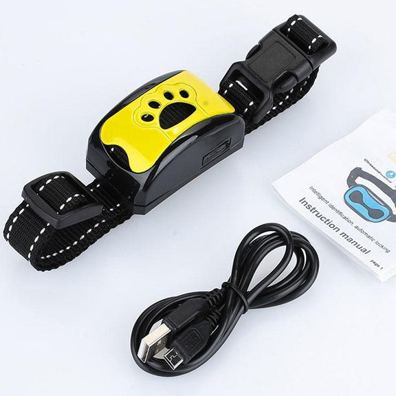 Rechargeable Water-resistant Intelligent Identification Automatic Lock Bark Stop(Lemon Yellow)
