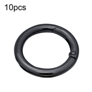 10pcs Zinc Alloy Spring Ring Metal Open Bag Webbing Keychain, Size:Half-inch Black