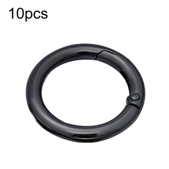 10pcs Zinc Alloy Spring Ring Metal Open Bag Webbing Keychain, Size:Half-inch Black