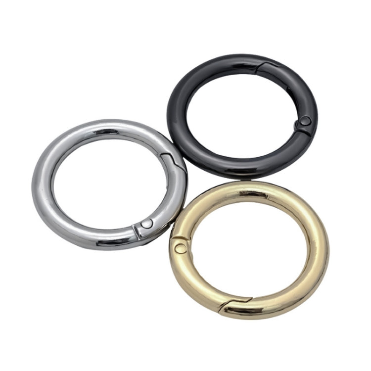 10pcs Zinc Alloy Spring Ring Metal Open Bag Webbing Keychain, Size:Half-inch Black