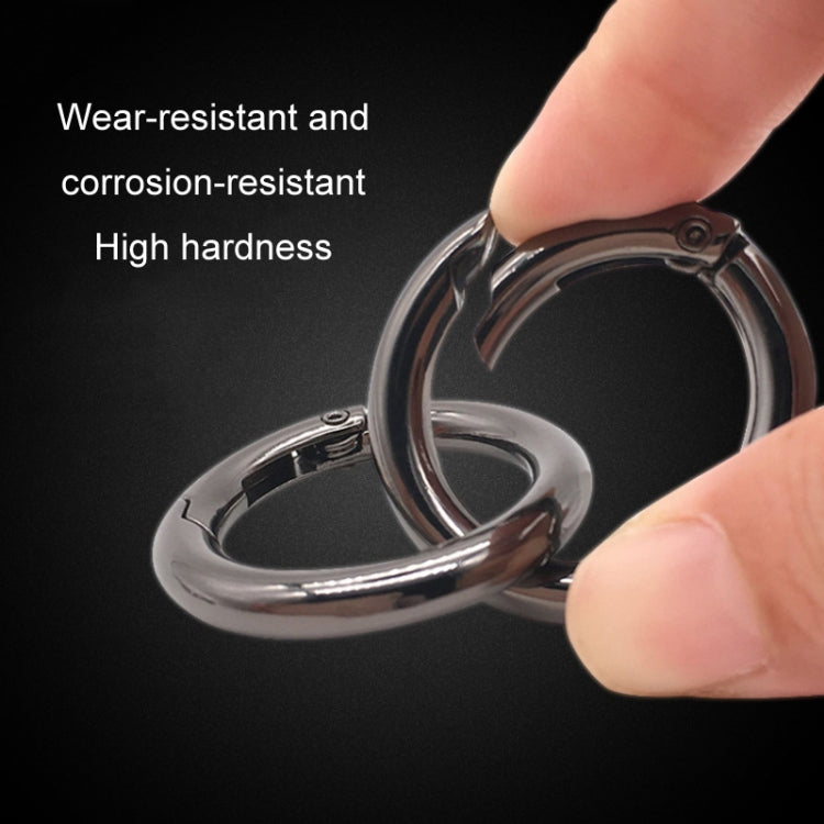 10pcs Zinc Alloy Spring Ring Metal Open Bag Webbing Keychain, Size:Half-inch Black