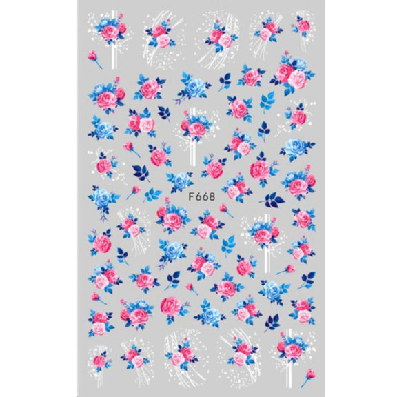 10pcs 3D Adhesive Butterfly Retro Rose Color Nail Art Sticker(F-668)